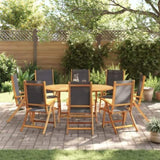 ZNTS 9 Piece Garden Dining Set Solid Wood Acacia and Textilene 3279257