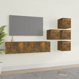 6 Piece TV Cabinet Set Smoked Oak Engineered Wood 3120299