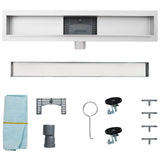 Shower Drain with Glass Cover Black 100 cm Stainless Steel 304 42015954