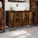 Bathroom Sink Cabinet Smoked Oak 91x35x60 cm Engineered Wood 848661