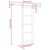 Sliding Door ORKDAL White and Black 83 x 232 cm Solid Pine Wood 3445581
