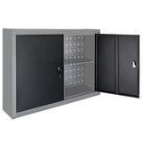 Wall Mounted Tool Cabinet Industrial Style Metal Grey and Black 145365