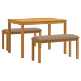 Dining Set 3 pcs Grey Solid Oak Wood 3430272