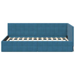 Corner Bed Frame with Headboard Blue 90 x 190 cm Velvet 42016377