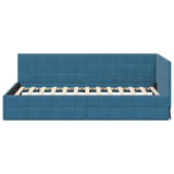 Corner Bed Frame with Headboard Blue 90 x 200 cm Velvet 42016387