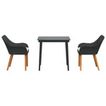 Garden Dining Set with Cushion 3 pcs Black Poly Rattan 3261663