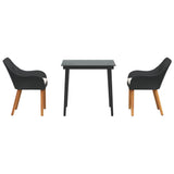 Garden Dining Set with Cushion 3 pcs Black Poly Rattan 3261663
