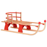 Folding Snow Sledge with Backrest 119 cm Wood 92493