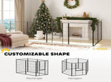 6 Panels Dog Playpen, Portable Detachable Puppy Pen with Door, for Large Dogs, 100cm High, Grey T3398P376285
