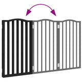 Dog Gate Foldable 3 Panels Black 150 cm Poplar Wood 352222