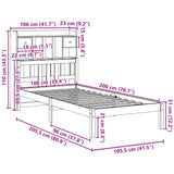 ZNTS Bookcase Bed without Mattress White 100x200 cm Solid Wood Pine 3322338