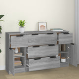 3 Piece Sideboard Set Grey Sonoma Engineered Wood 3115826