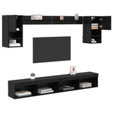 TV Wall Units with LED with LED 6 pcs Black Oak Engineered Wood 3402957