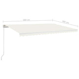 Manual Retractable Awning with LED 500x300 cm Cream 3068942