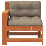 Garden Armrest Sofa with Cushion Wax Brown Solid Wood Pine 844916