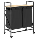 Laundry Basket 2 Compartments with Wheels Sonoma Oak 859096