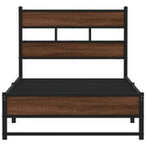 Metal Bed Frame without Mattress Brown Oak 80x200 cm 4017317