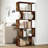 Room Divider Bookcase 5-Tier Smoked Oak 70x24x161 cm Engineered Wood 858097