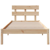 Bed Frame with Headboard Brown 90 x 190 cm Solid Pine wood 872143