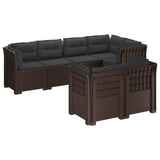 7-Seater Garden Sofa with Cushions Rattan Look PP Brown 3444163