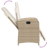 5 Piece Garden Dining Set with Cushions Beige Poly Rattan 3212572