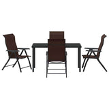 Garden Dining Set 5 pcs Brown Powder-Coated Steel 3379263