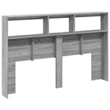 Headboard Cabinet with LED Grey Sonoma 160x17x102 cm 839208