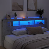 LED Headboard Concrete Grey 220x18.5x103.5 cm Engineered Wood 837375