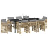 Garden Dining Set 9 pcs Beige Poly Rattan 3380796