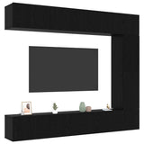 TV Cabinet Set Wall-mounted 5 pcs Black Oak Engineered Wood 3332529