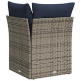 Garden Sofa with Cushion 4 pcs Grey and navy Poly rattan 366163