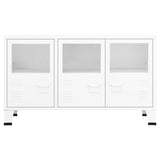 Industrial Sideboard White 105x35x62 cm Metal and Glass 339609
