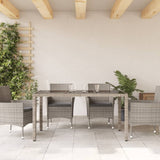 Garden Table with Glass Top Grey 150x90x75 cm Poly Rattan 365591