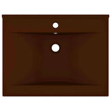 147028 Luxury Basin with Faucet Hole Matt Dark Brown 60x46 cm Ceramic
