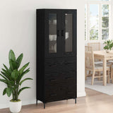 Highboard with Drawer 2 pcs Black Oak Engineered Wood 3416150