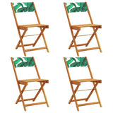 Folding Garden Chairs 4 pcs Green Fabric and Solid Wood 3214622