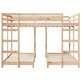 Triple Bunk Bed Frame Brown 160 x 200 cm Solid Pine Wood 3414561