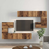 TV Units Wall-mounted 4 pcs Old Wood Engineered wood 3393492