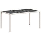 Garden Table with Glass Top White 150x90x75 cm Poly Rattan 368126