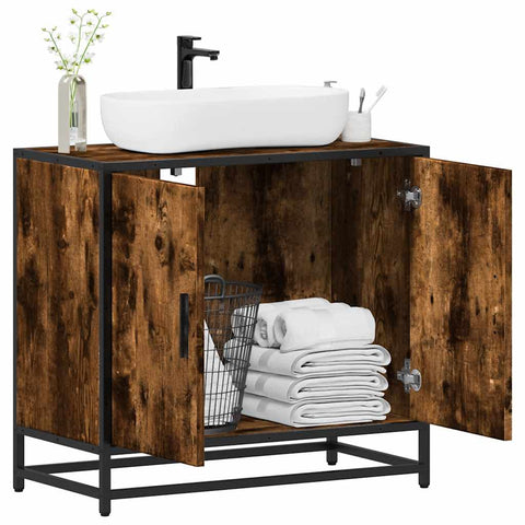 ZNTS Bathroom Sink Cabinet Smoked Oak 65x33x60 cm Engineered Wood 849266