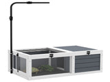 Tortoise Table with Adjustable Lamp Holder, Wooden Tortoise House w/ Openable Lids, Pull-Out Trays T3398P350003