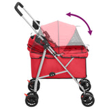 Folding Dog Stroller Red 76x50x100 cm Oxford Fabric 172199