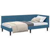 Corner Bed Frame with Headboard Blue 100 cm x 200 cm Velvet 42016357