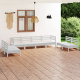 8 Piece Garden Lounge Set White Solid Pinewood 3082573