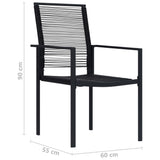 Garden Chair Set of 4 Black PVC hollow rattan, powder-coated steel 312172