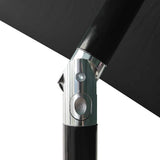 Garden Parasol with LEDs and Steel Pole Black 2x3 m 313792