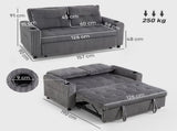 2 Seater Click Clack Sofa Bed with Pull Out Design, Corduroy Upholstery - Charcoal Grey T3398P424879