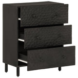 Side Cabinet Black 60x33x75 cm Solid Wood Mango 356822