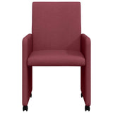 Dining Chairs with Wheels 2 pcs Wine red 57 x 66 x 94 cm Fabric 42017810