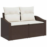 Garden Sofa with Cushion Brown 123 x 62 x 69cm Poly Rattan 42006783